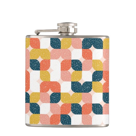Bauhaus Retro Geometric Pattern Heupfles (Voorkant)