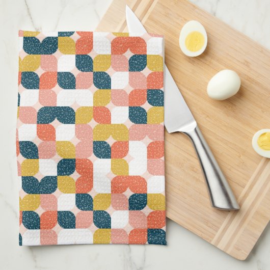 Bauhaus Retro Geometric Pattern Theedoek (Quarter Fold)