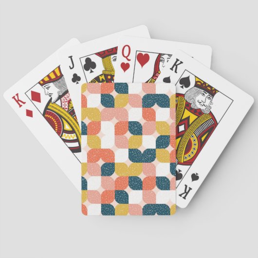 Bauhaus Retro Geometrisch Patroon Pokerkaarten (Achterkant)