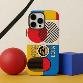Bauhaus Retro Geometrische Aangepaste Monogram Naa iPhone 16 Pro Max Hoesje