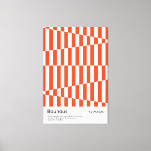 Bauhaus Rood Oranje Streep Geometrische Kunstprint Canvas Afdruk