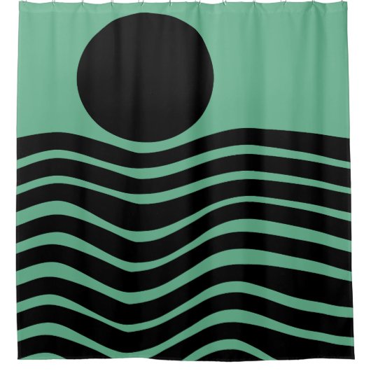 Bauhaus Seafoam Green Abstract Douchegordijn (Voorkant)