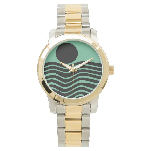 Bauhaus Seafoam Green Abstract Horloge (Voorkant)