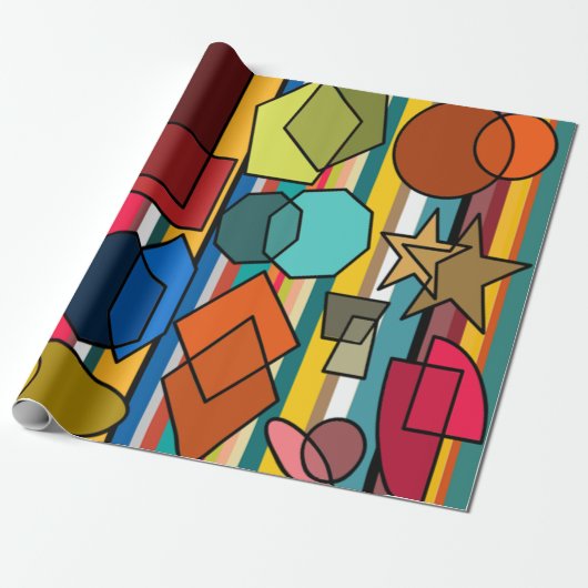 Bauhaus Shapes en Lines Cadeaupapier (Uitgerold)