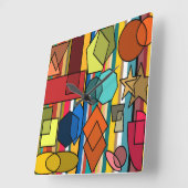 Bauhaus Shapes en Lines Vierkante Klok (Hoek)