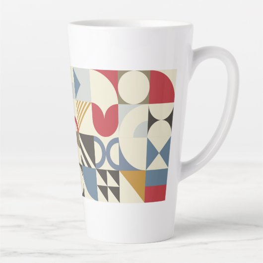 Bauhaus Stijl Geometrisch Vormontwerp Latte Mok (Rechts)