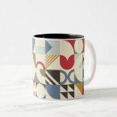 Bauhaus Stijl Geometrisch Vormontwerp Tweekleurige Koffiemok (Voorkant rechts)