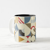Bauhaus Stijl Geometrisch Vormontwerp Tweekleurige Koffiemok (Voorkant links)