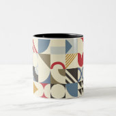 Bauhaus Stijl Geometrisch Vormontwerp Tweekleurige Koffiemok (Center)