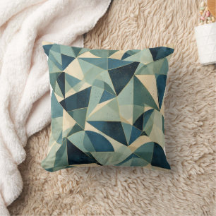 Bauhaus-stijl geometrische salie en blauwe lumbaal kussen