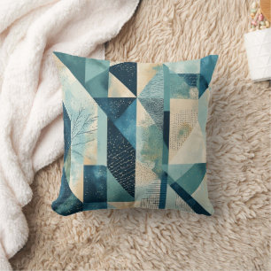 Bauhaus-stijl geometrische salie en blauwe lumbaal kussen