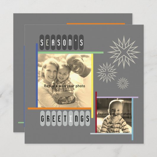 Bauhaus stijl retro moderne artistieke kerst feestdagenkaart (Voorkant / Achterkant)