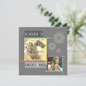 Bauhaus stijl retro moderne artistieke kerst feestdagenkaart (Staand voorkant)