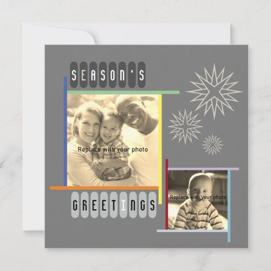 Bauhaus stijl retro moderne artistieke kerst feestdagenkaart (Voorkant)