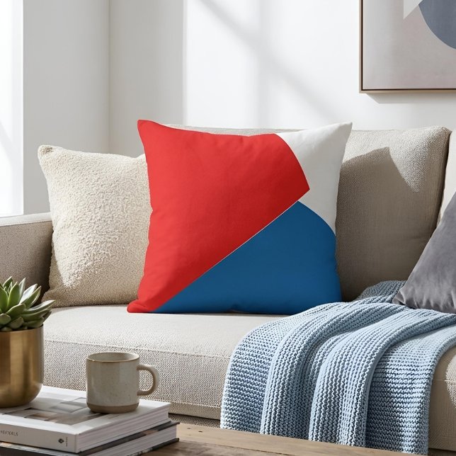 Bauhaus stijl rood wit & blauw moderne kunst kussen (Creator heeft geüpload)