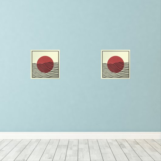 Bauhaus-stijl zonsondergang muurkunst sets (Houten vloer)