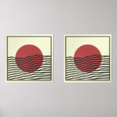 Bauhaus-stijl zonsondergang muurkunst sets (Voorkant)