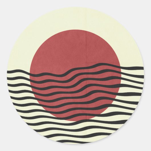 Bauhaus-stijl zonsondergang ronde sticker (Voorkant)