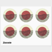 Bauhaus-stijl zonsondergang ronde sticker (Vel)