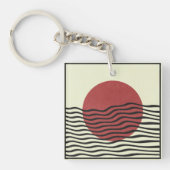 Bauhaus-stijl zonsondergang sleutelhanger (voorkant)