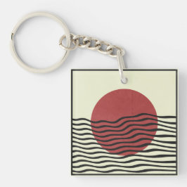 Bauhaus-stijl zonsondergang sleutelhanger