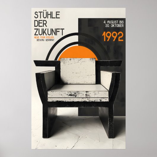 Bauhaus Stoel Tentoonstelling Poster Duitse Modern (Voorkant)