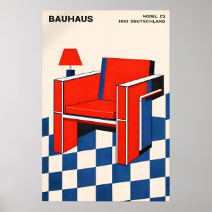 Bauhaus-stoelposter, midcentury moderne geometrie poster