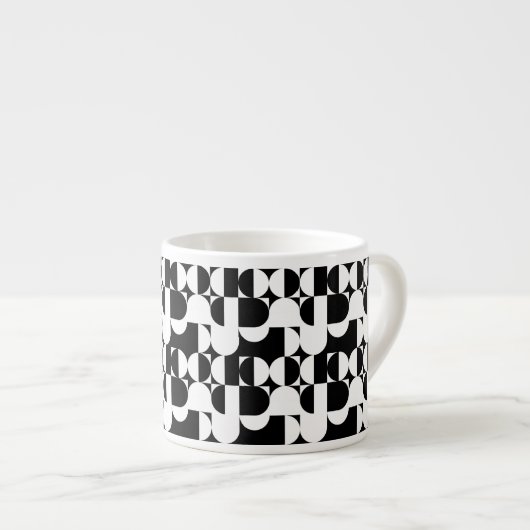 Bauhaus Style Black en White Geometric Retro Espresso Kop (Voorkant rechts)