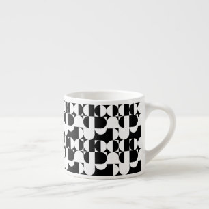 Bauhaus Style Black en White Geometric Retro  Espresso Kop