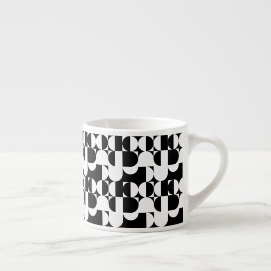 Bauhaus Style Black en White Geometric Retro Espresso Kop (Rechts)
