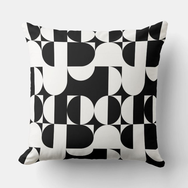 Bauhaus Style Black en White Geometric Retro  Kussen (Voorkant)