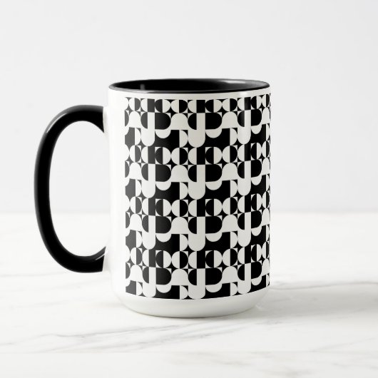 Bauhaus Style Black en White Geometric Retro  Mok (Links)