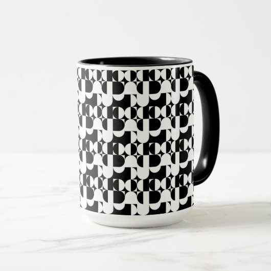 Bauhaus Style Black en White Geometric Retro  Mok (Voorkant rechts)