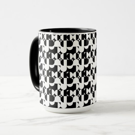 Bauhaus Style Black en White Geometric Retro  Mok (Voorkant links)