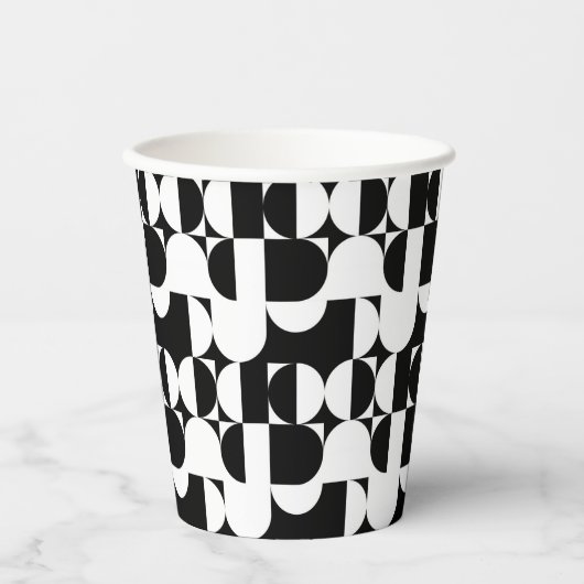 Bauhaus Style Black en White Geometric Retro  Papieren Bekers (Voorkant)