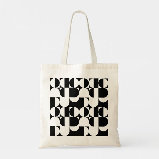Bauhaus Style Black en White Geometric Retro Tote Bag (Achterkant)