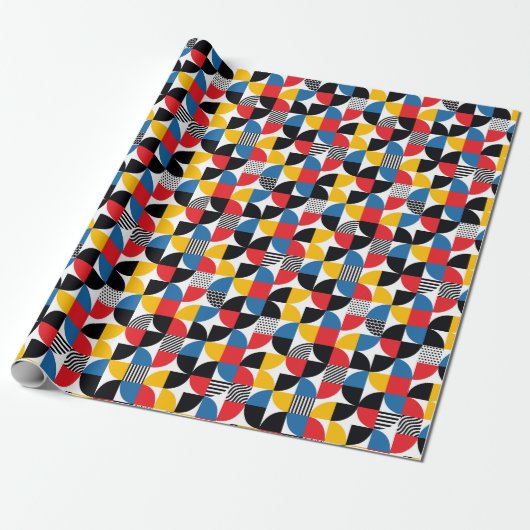 Bauhaus Style Retro Geometric Art Cadeaupapier (Uitgerold)