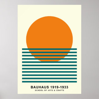 Bauhaus Sunset Strepen Poster Retro Muurkunst