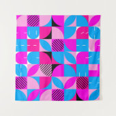 Bauhaus Synthwave #3 poster (roze-blauw) Wandkleed (Voorkant (horizontaal))