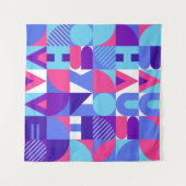 Bauhaus Synthwave #3 (roze-blauw) — abstract poste Wandkleed (Voorkant (horizontaal))