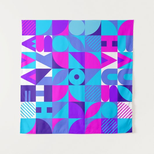 Bauhaus Synthwave #4 (roze-blauw) — abstract poste Wandkleed (Voorkant (horizontaal))