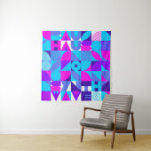 Bauhaus Synthwave #4 (roze-blauw) — abstract poste Wandkleed (In situ)