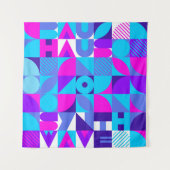 Bauhaus Synthwave #4 (roze-blauw) — abstract poste Wandkleed (Voorkant)