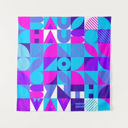 Bauhaus Synthwave #4 (roze-blauw) — abstract poste Wandkleed (Voorkant)