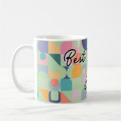 Bauhaus tegel patroon salie groen met slogan koffiemok (Links)