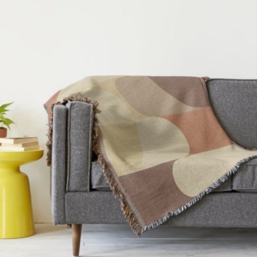 Bauhaus Terracotta Beige Abstracte aardtonen Deken