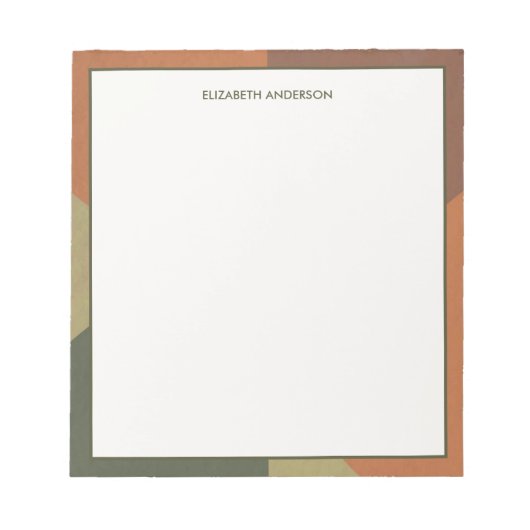Bauhaus Terracotta Green Abstract Personalized Notitieblok (Voorkant)