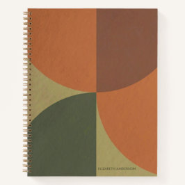 Bauhaus Terracotta Green Abstract Personalized Notitieboek