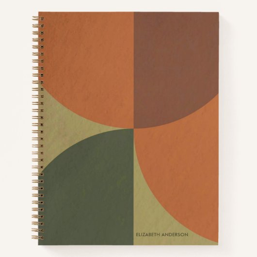 Bauhaus Terracotta Green Abstract Personalized Notitieboek (Voorkant)