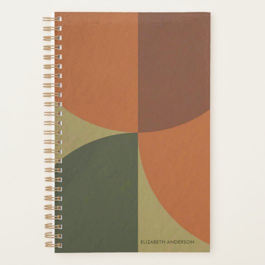 Bauhaus Terracotta Green Abstract Personalized Planner (Voorkant)
